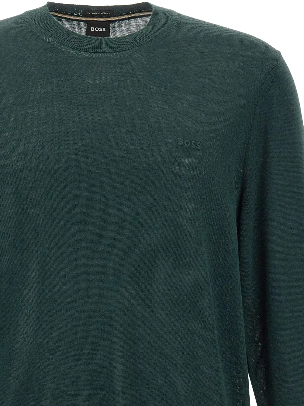 BOSS logo-embroidered wool sweater Groen