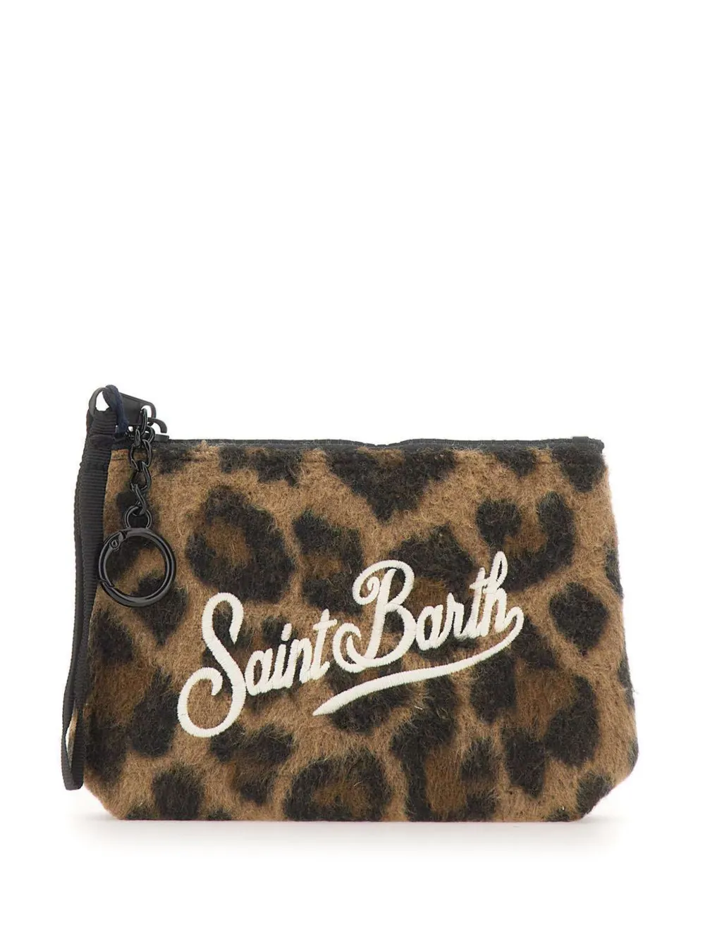 MC2 Saint Barth mini Aline felt pouch with leopard print Bruin