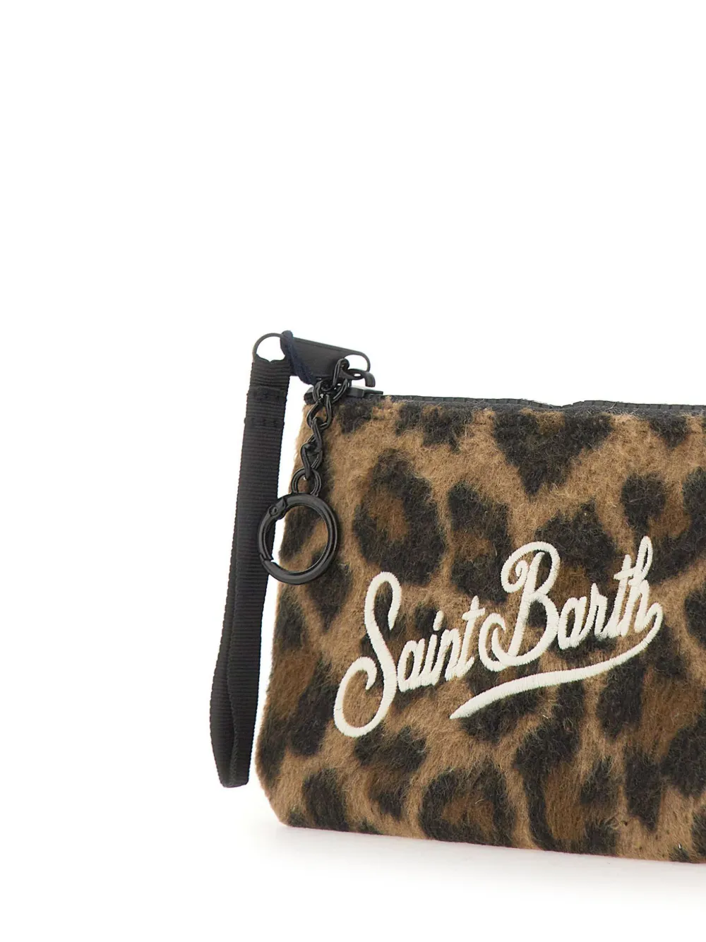 MC2 Saint Barth mini Aline felt pouch with leopard print Bruin
