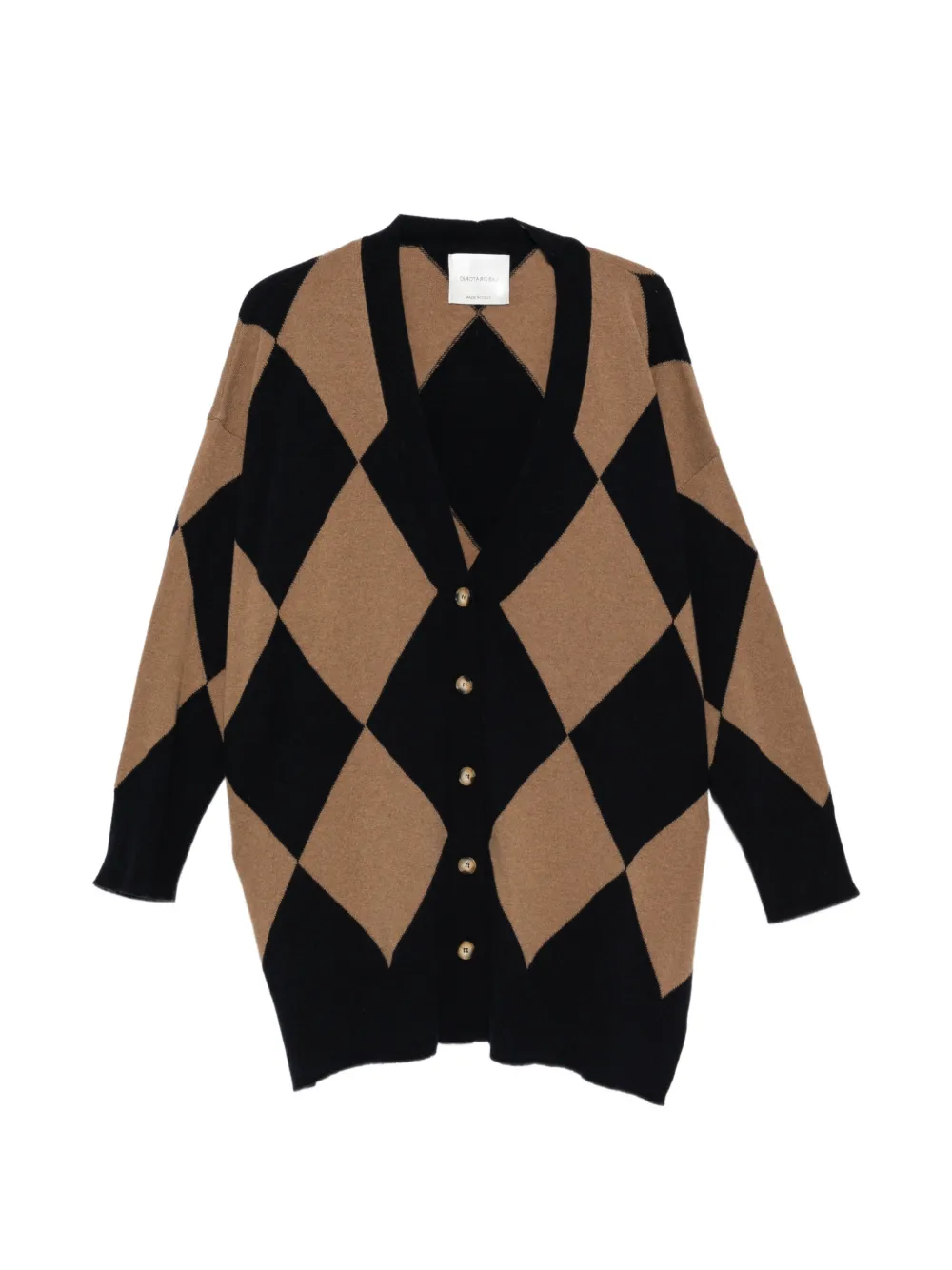 LABORATORIO CAPRI argyle-intarsia oversized cardigan - Toni neutri