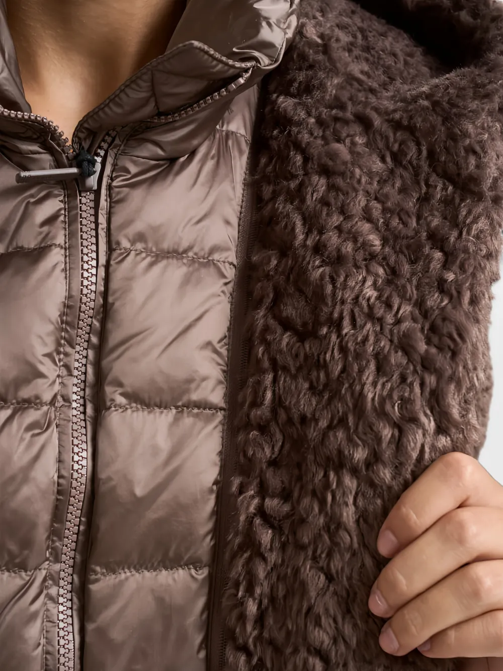 bomboogie St.Moritz hooded faux-shearling coat Bruin