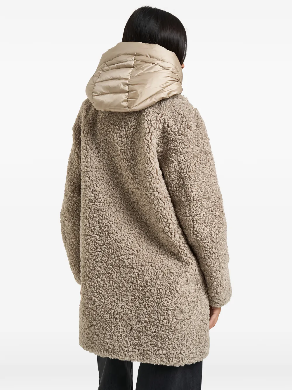 bomboogie faux-shearling hooded coat Beige