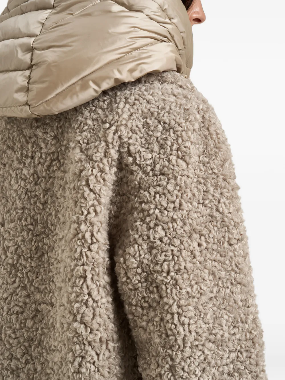 bomboogie faux-shearling hooded coat Beige