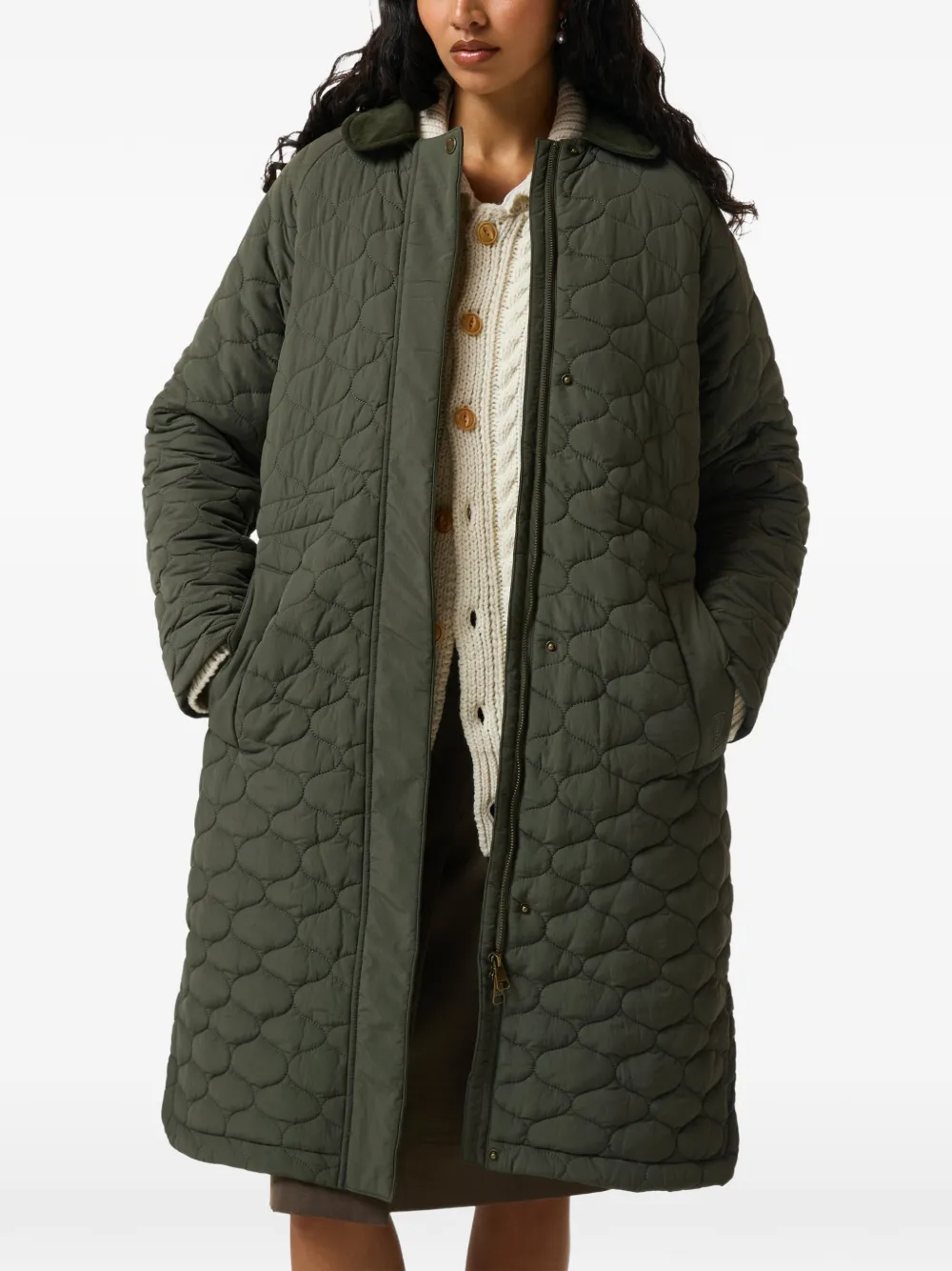 Hunter Somerset quilted-pattern coat Groen