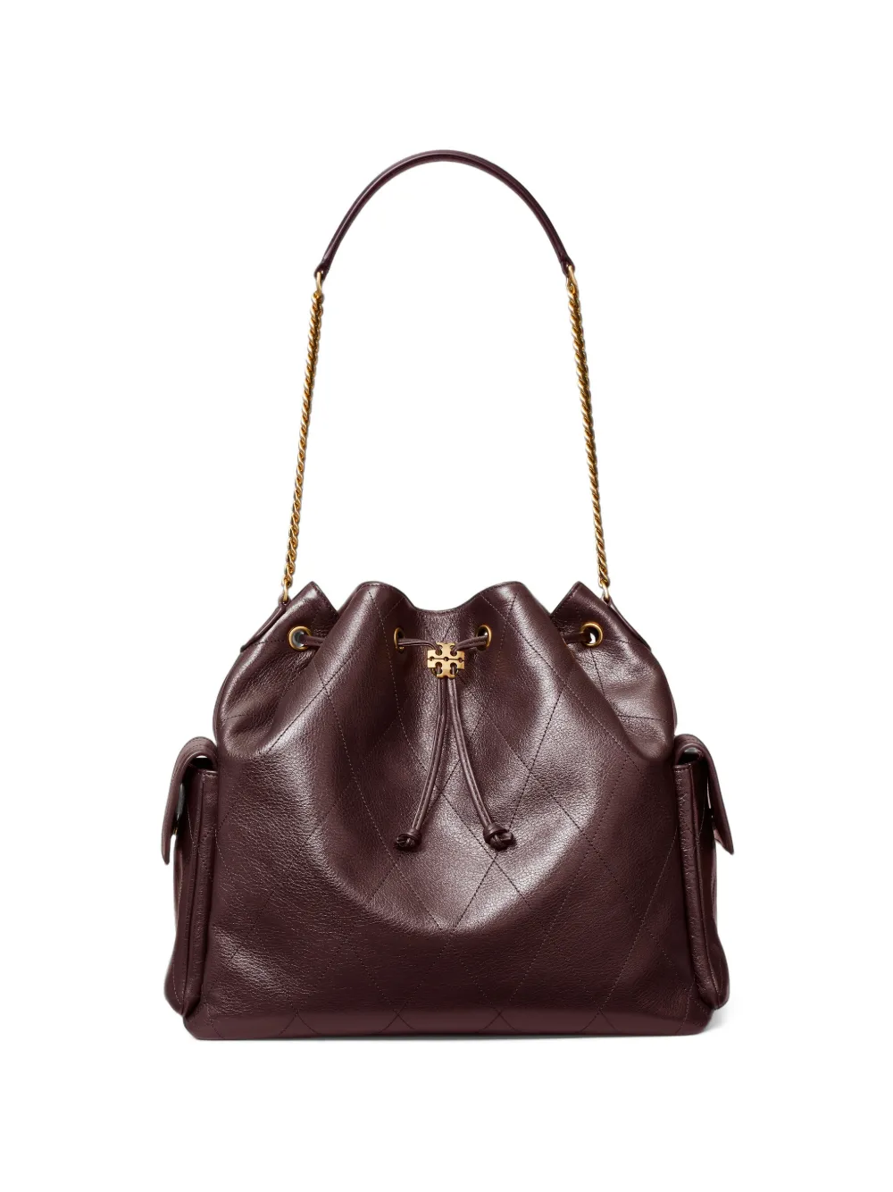 Tory Burch Large Charlie quilted drawstring shoulder bag - Rosso