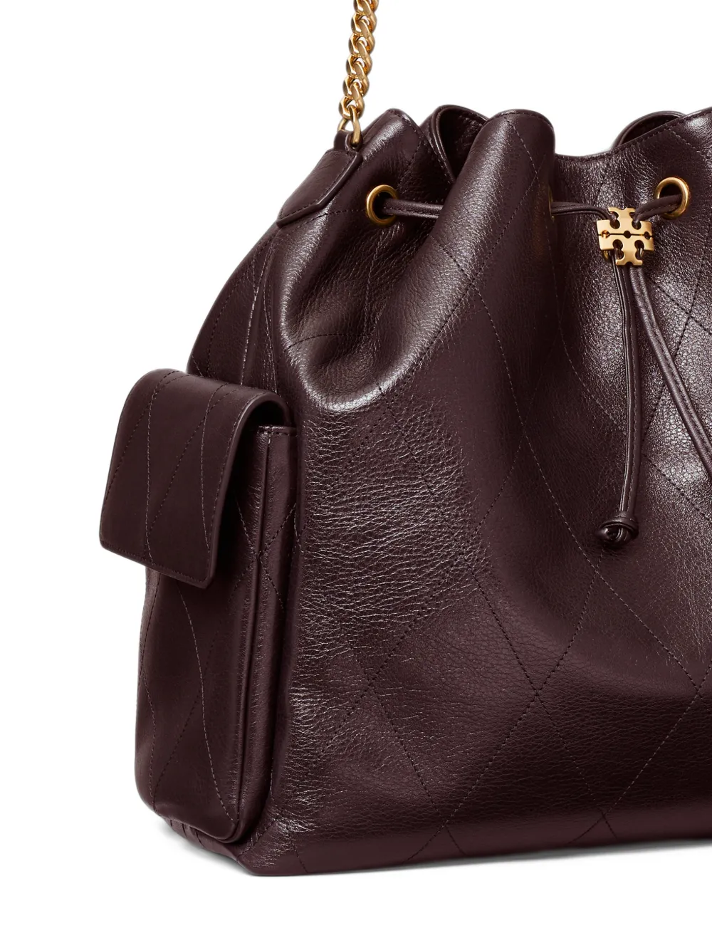 Tory Burch Large Charlie quilted drawstring shoulder bag Rood