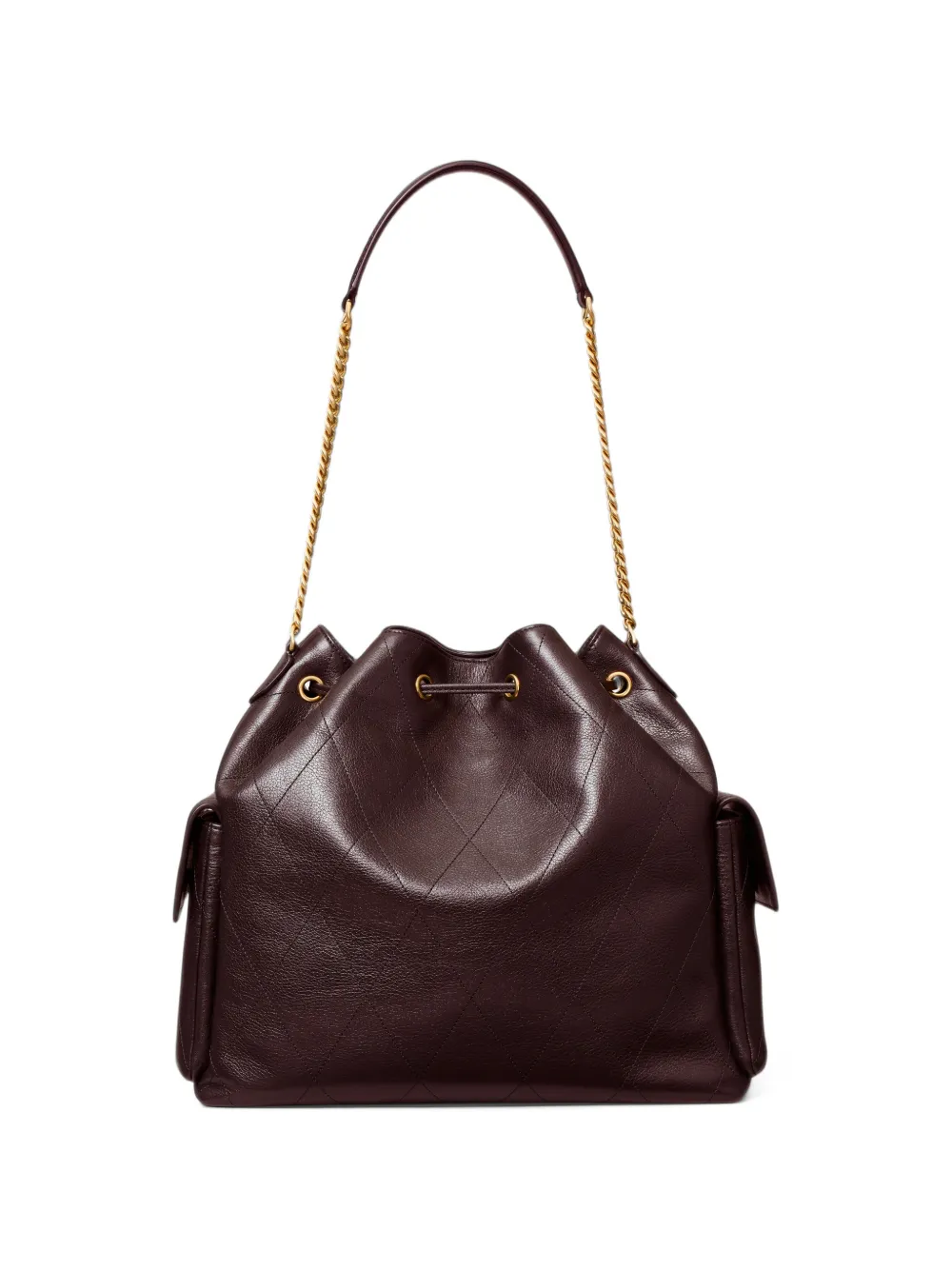 Tory Burch Large Charlie quilted drawstring shoulder bag Rood