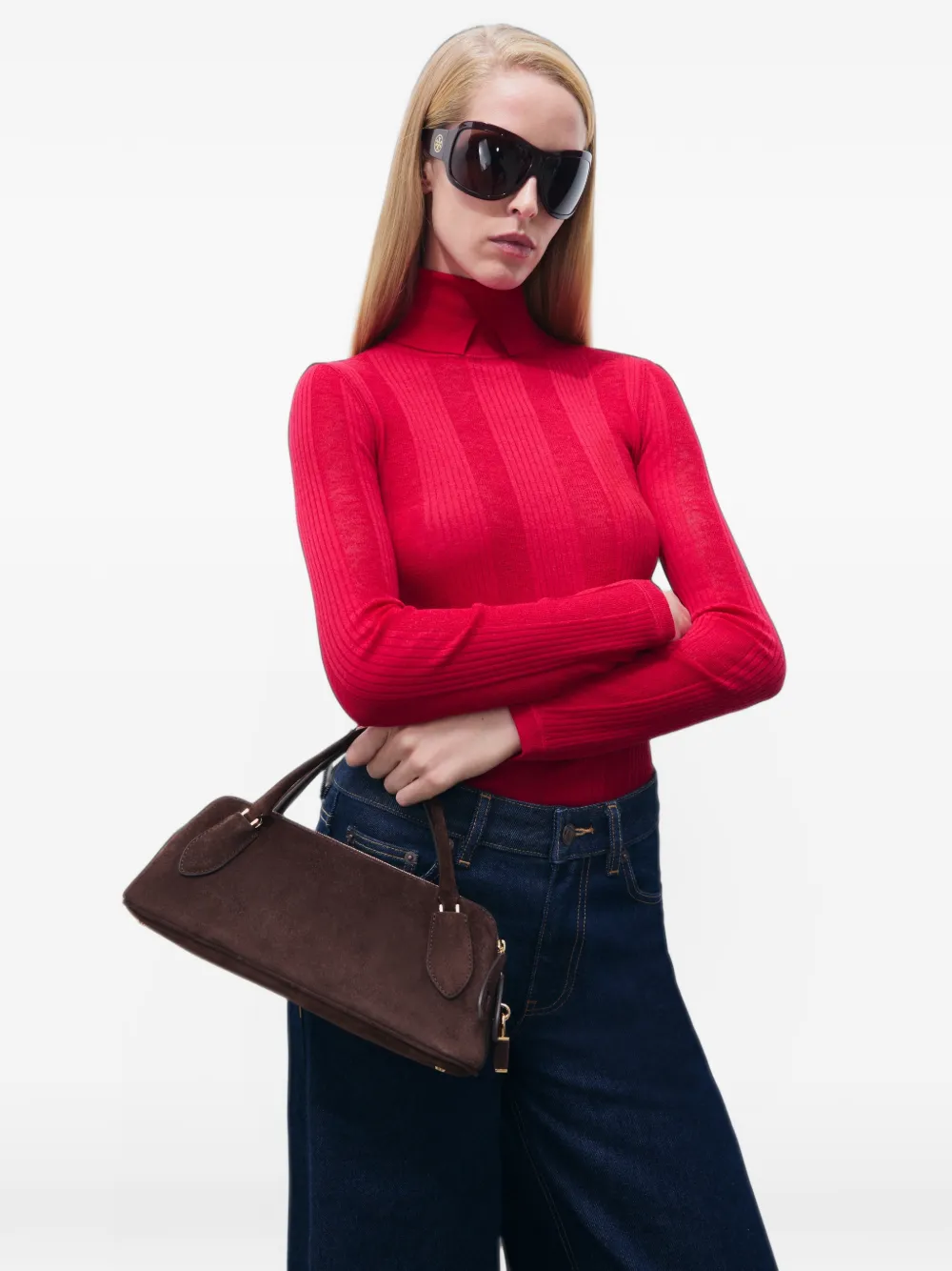 Tory Burch Lock suede top handle bag Bruin