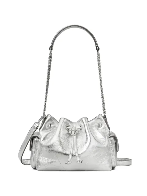Tory Burch bolsa de hombro Charlie mini capitonada con acabado metalizado y cordón