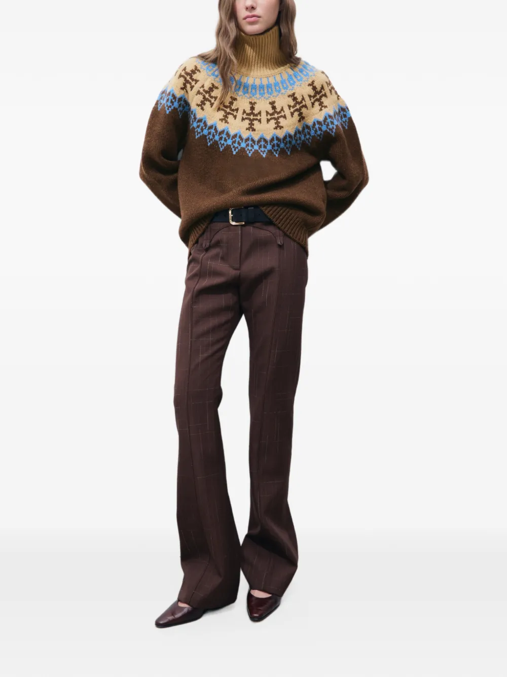 Tory Burch Fair Isle wool sweater Bruin