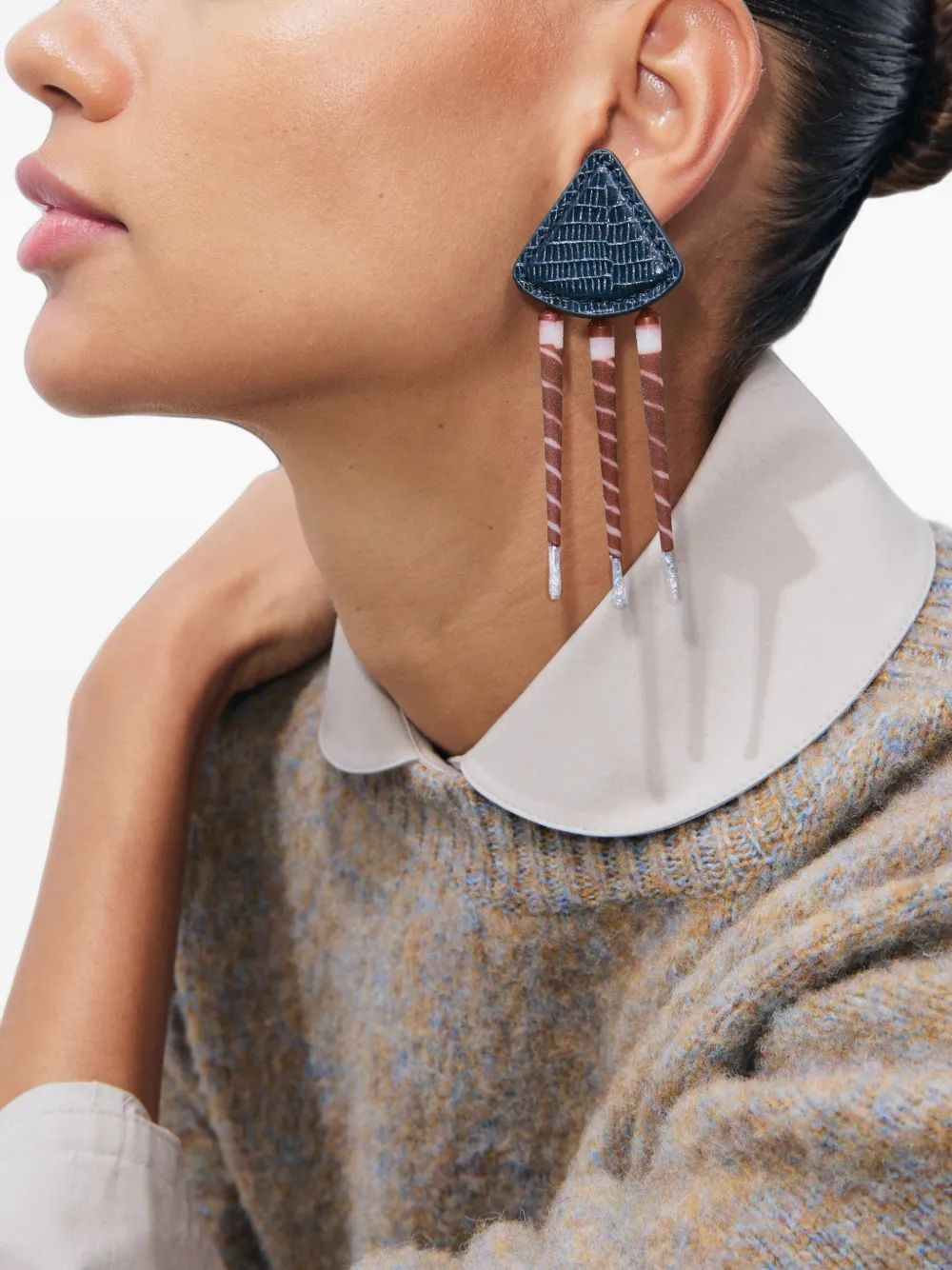 Tory Burch leather Tiger earrings - Blu