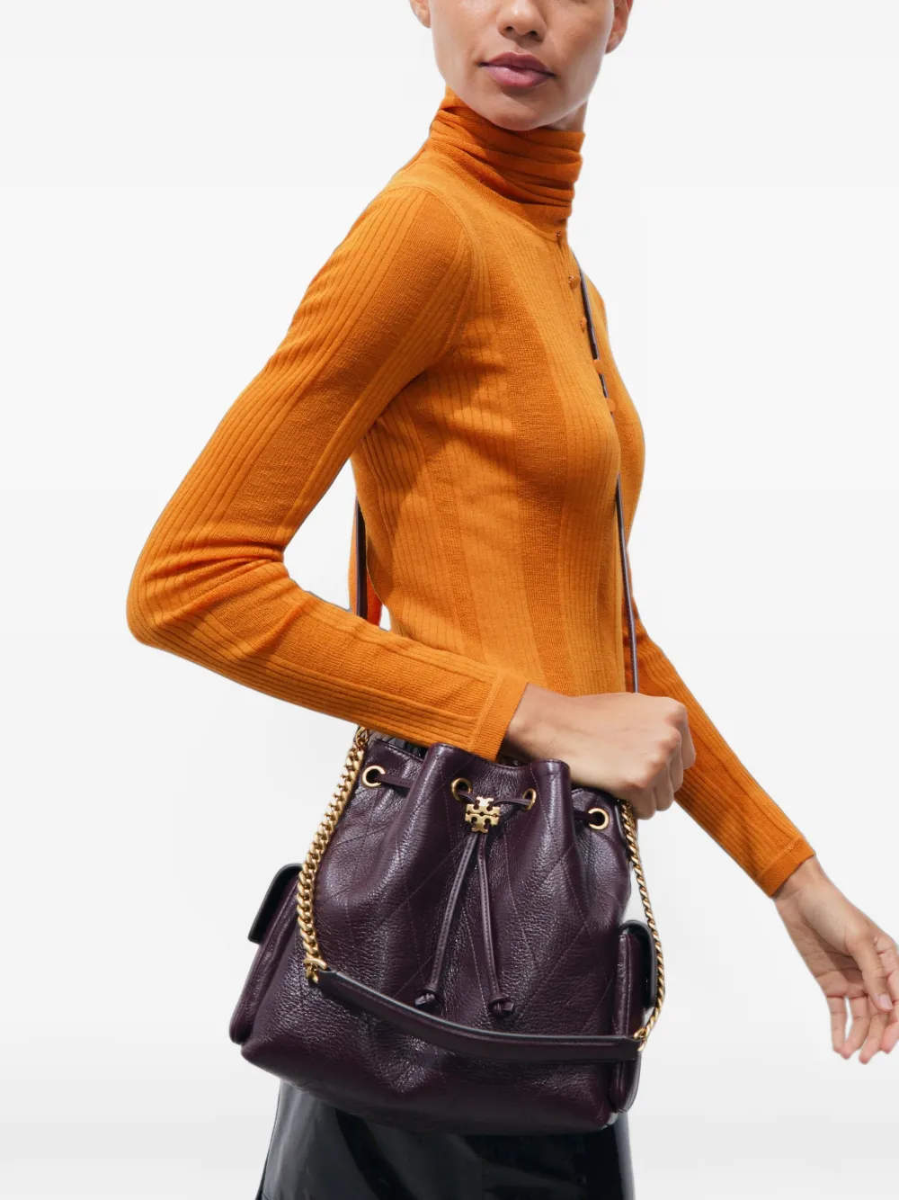 Tory Burch Charlie quilted drawstring shoulder bag Rood