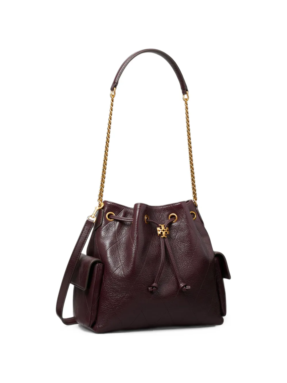 Tory Burch Charlie quilted drawstring shoulder bag Rood