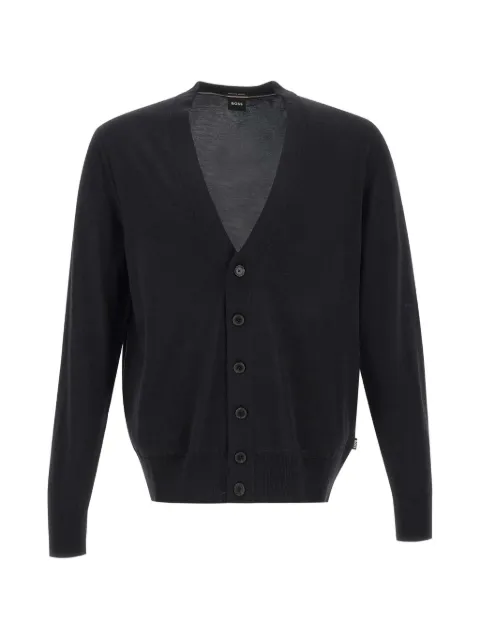 BOSS cardigan en laine vierge à franges