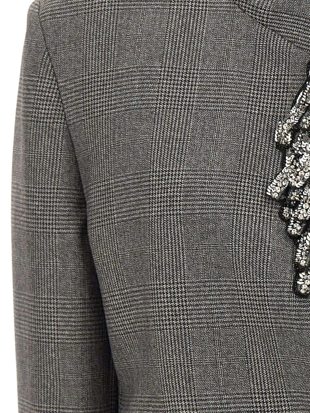 The Attico sequin-embellished Prince of Wales check jacket Grijs