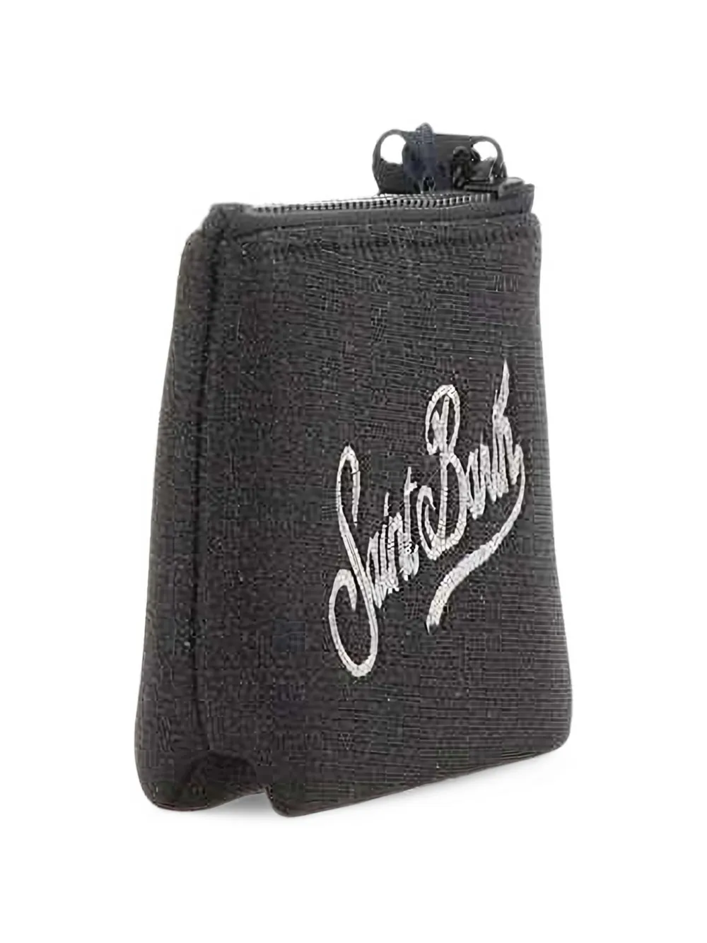 MC2 Saint Barth black mini Aline lurex pouch with logo embroidery Zwart