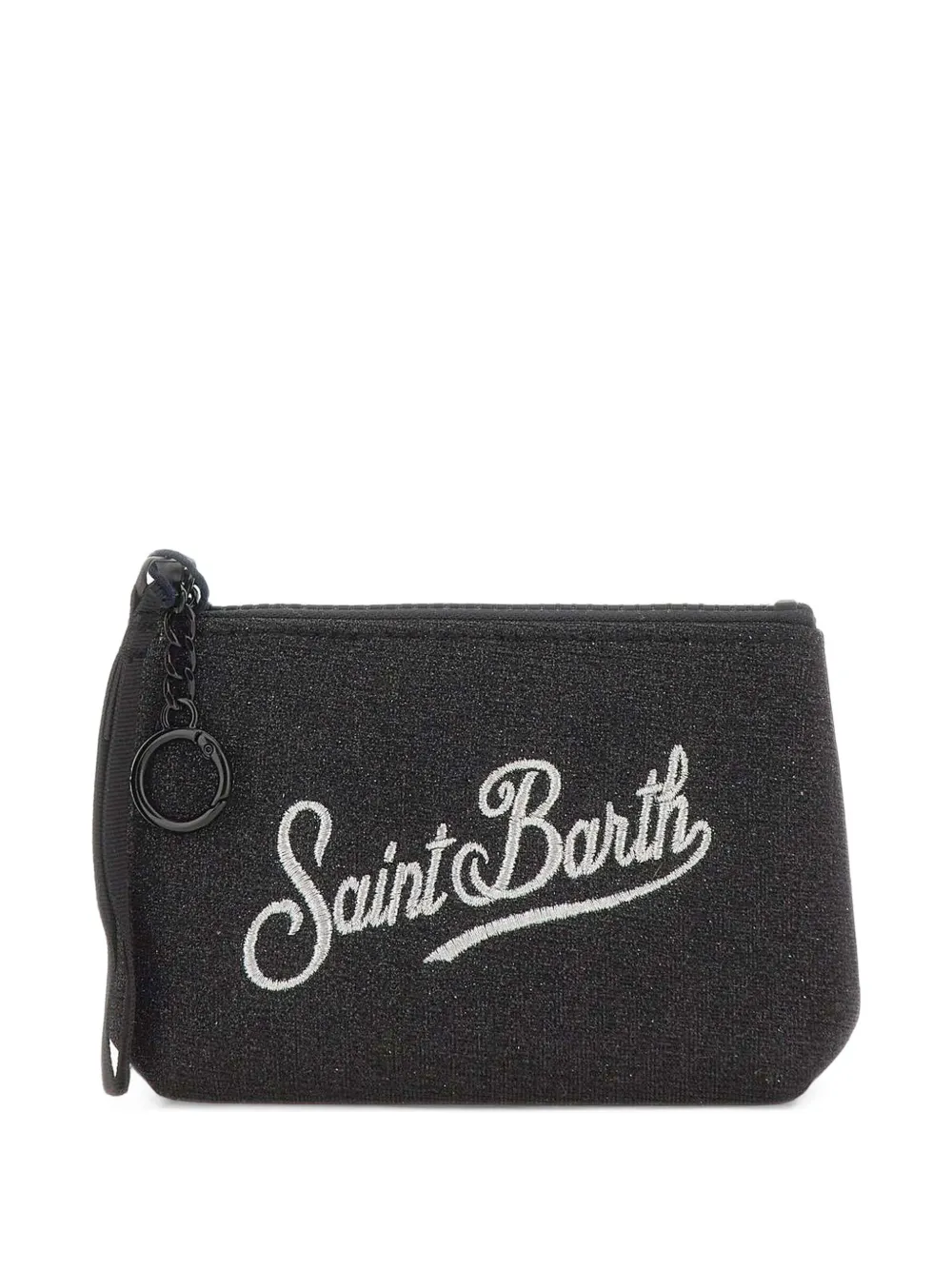MC2 Saint Barth black mini Aline lurex pouch with logo embroidery Zwart