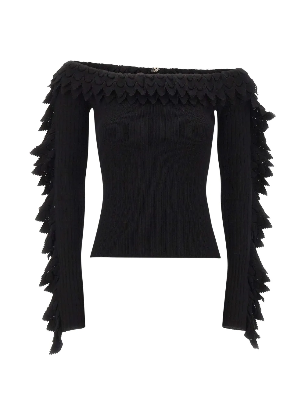 Blumarine ruffled off-shoulder sweater Zwart