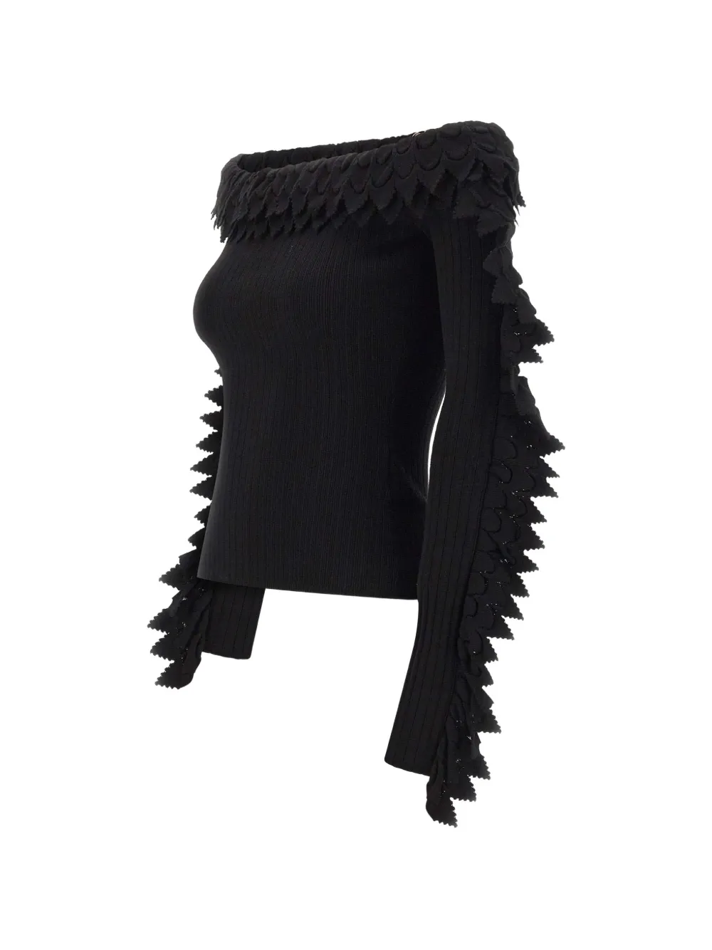 Blumarine ruffled off-shoulder sweater Zwart