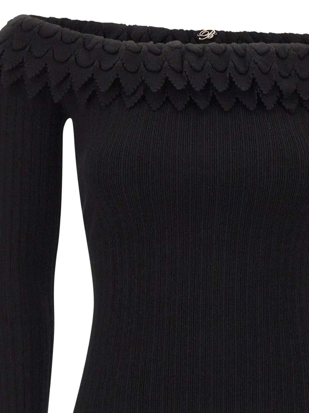 Blumarine ruffled off-shoulder sweater Zwart