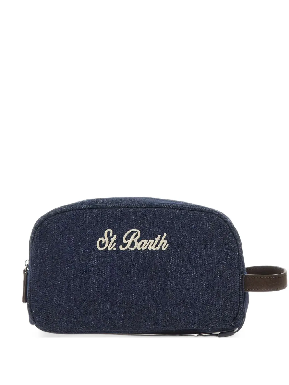 MC2 Saint Barth blue Westwood denim beauty case with logo embroidery Blauw