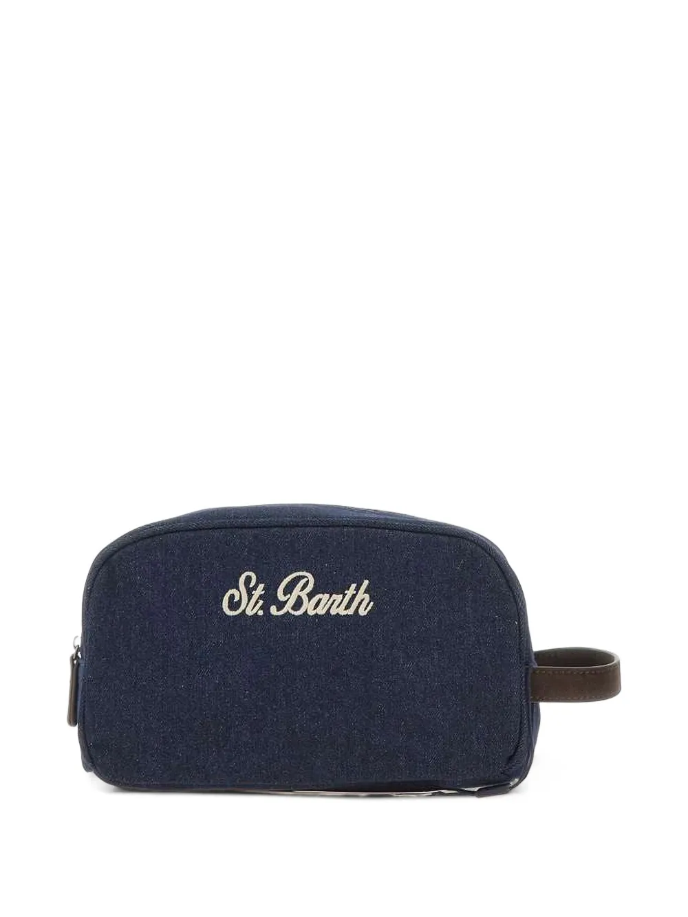MC2 Saint Barth blue Westwood denim beauty case with logo embroidery Blauw