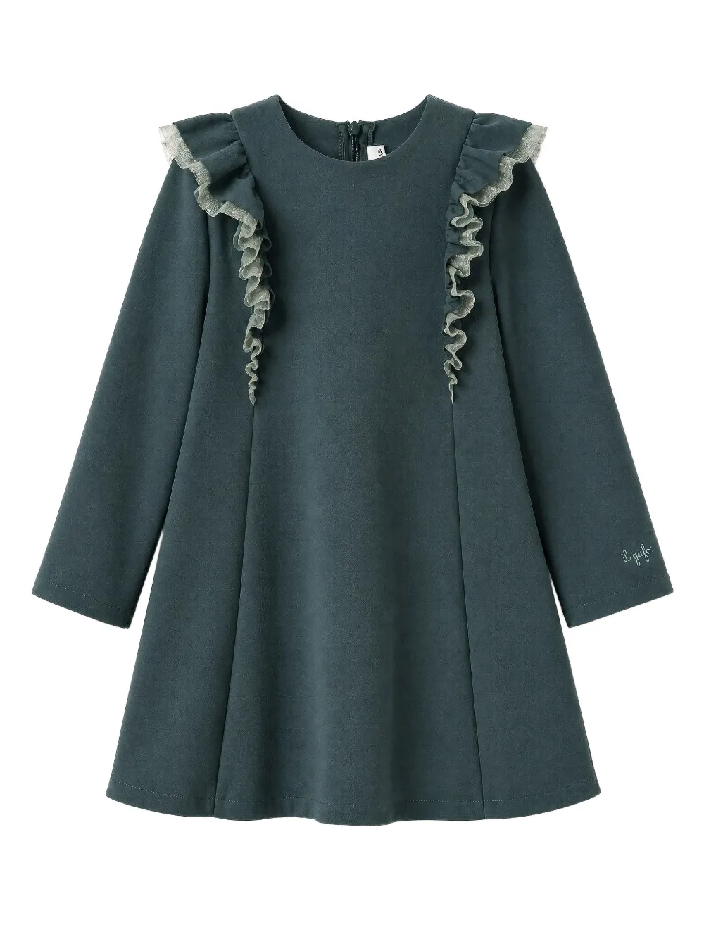 Il Gufo ruffled long-sleeve dress Groen