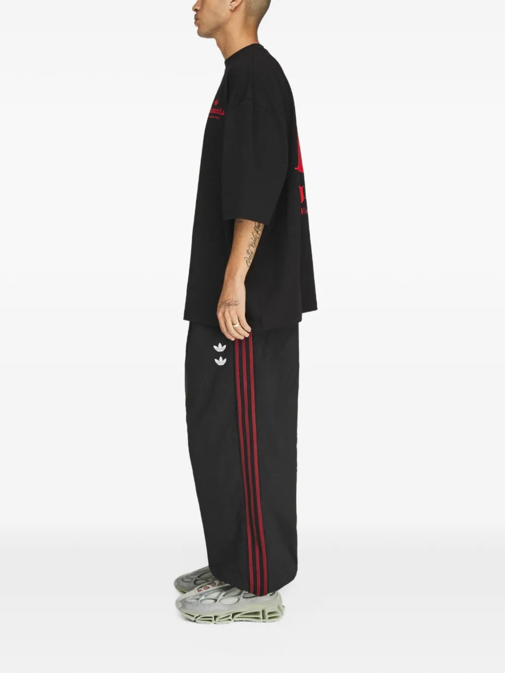 Willy Chavarria x Adidas rose-print T-shirt Zwart