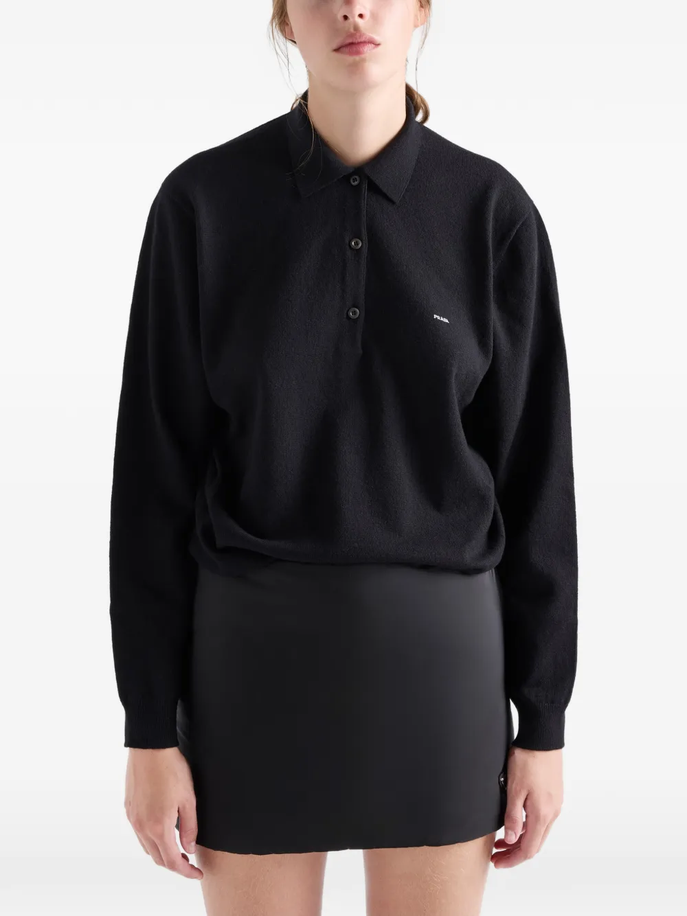 Prada Wool polo sweater Zwart