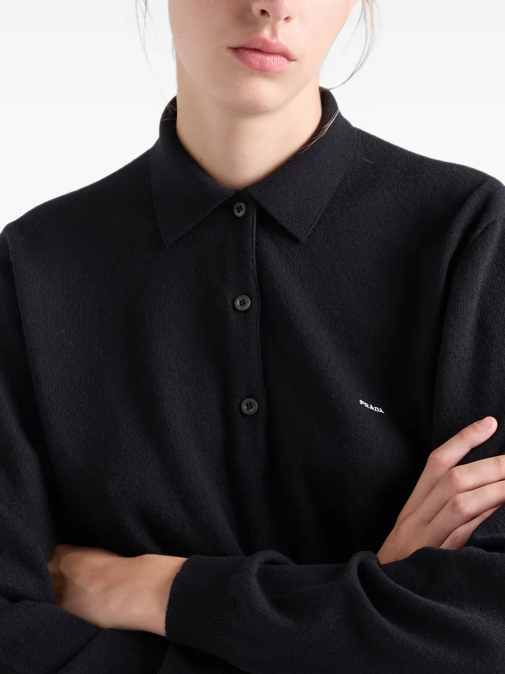 Prada Wool polo sweater Zwart