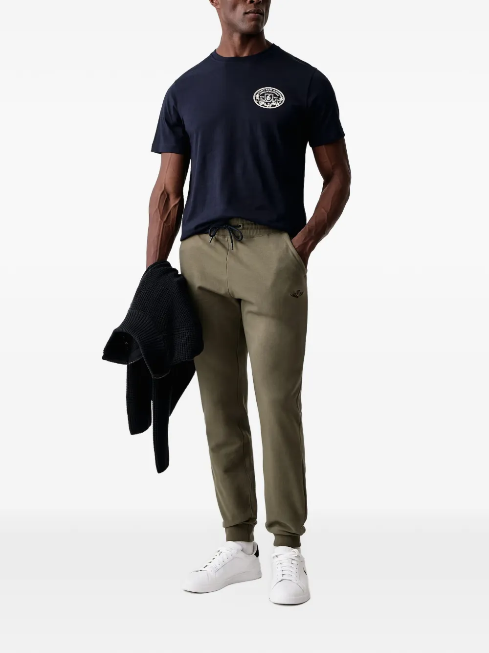 Aeronautica Militare logo-embroidered drawstring track pants Groen