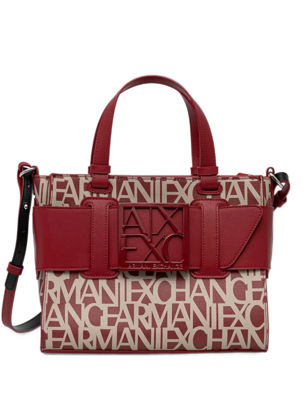 Armani Exchange logo-print buckle-detail tote bag Rood