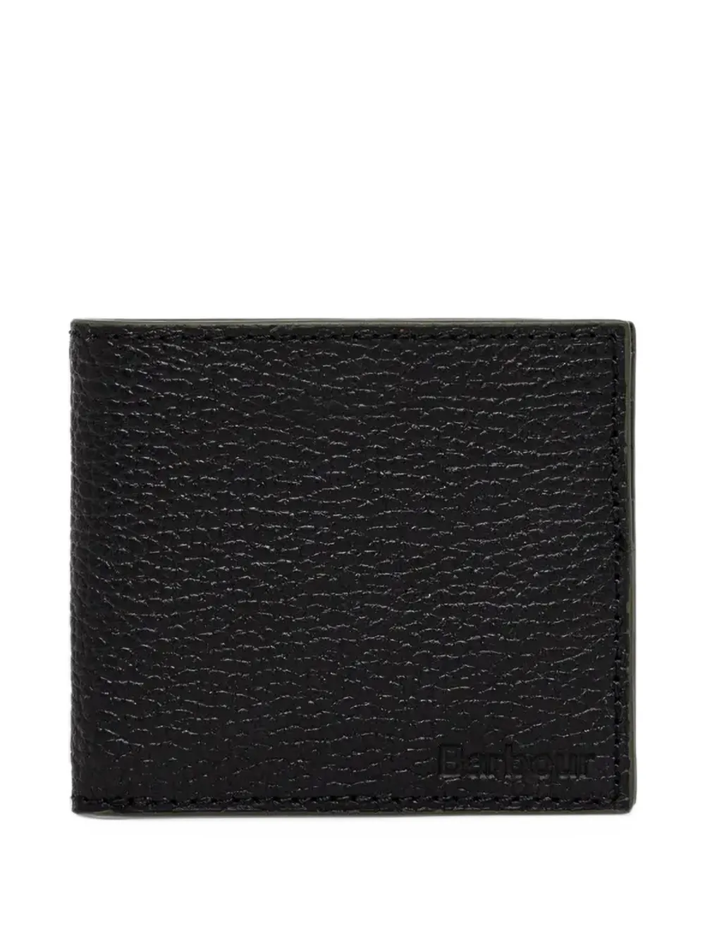 Barbour grain leather billfold wallet Zwart
