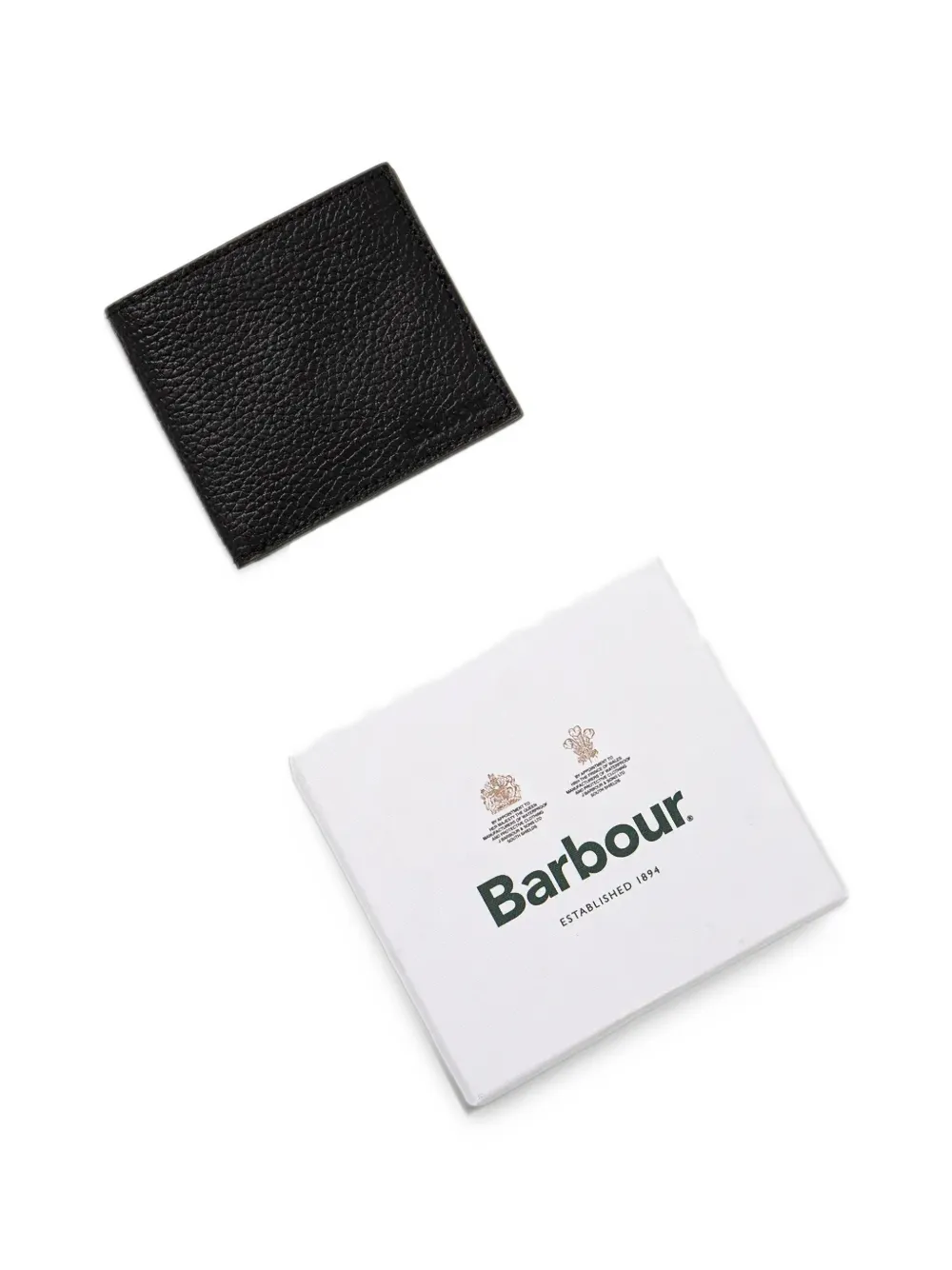 Barbour grain leather billfold wallet Zwart