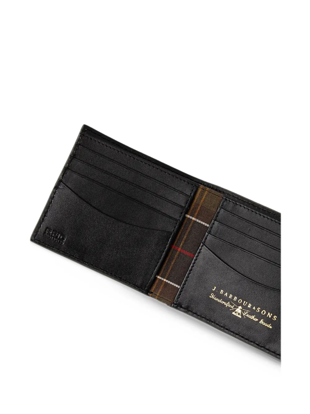 Barbour grain leather billfold wallet Zwart