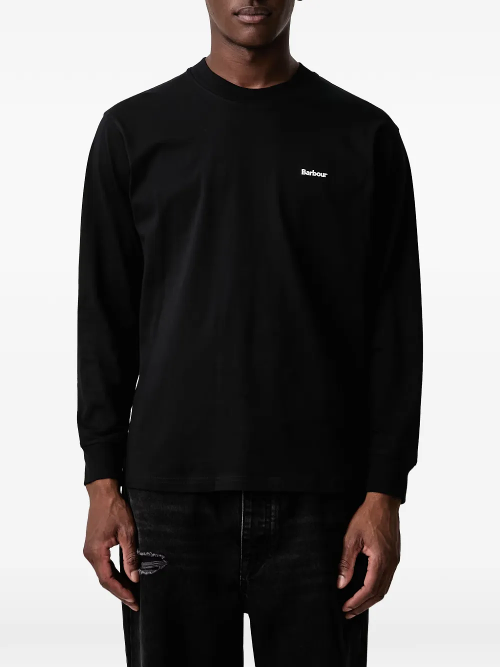 Barbour Sweater met geborduurd logo Zwart