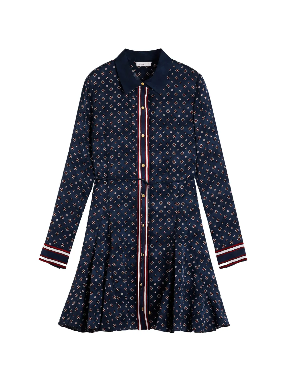 Tommy Hilfiger Mini-blousejurk met monogram-print en ceintuur Blauw