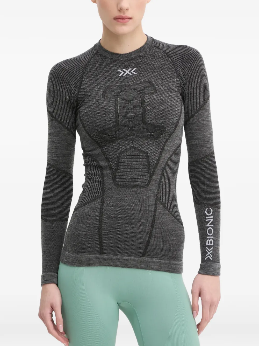 X BIONIC Symbio LS logo-print panelled top - Grigio