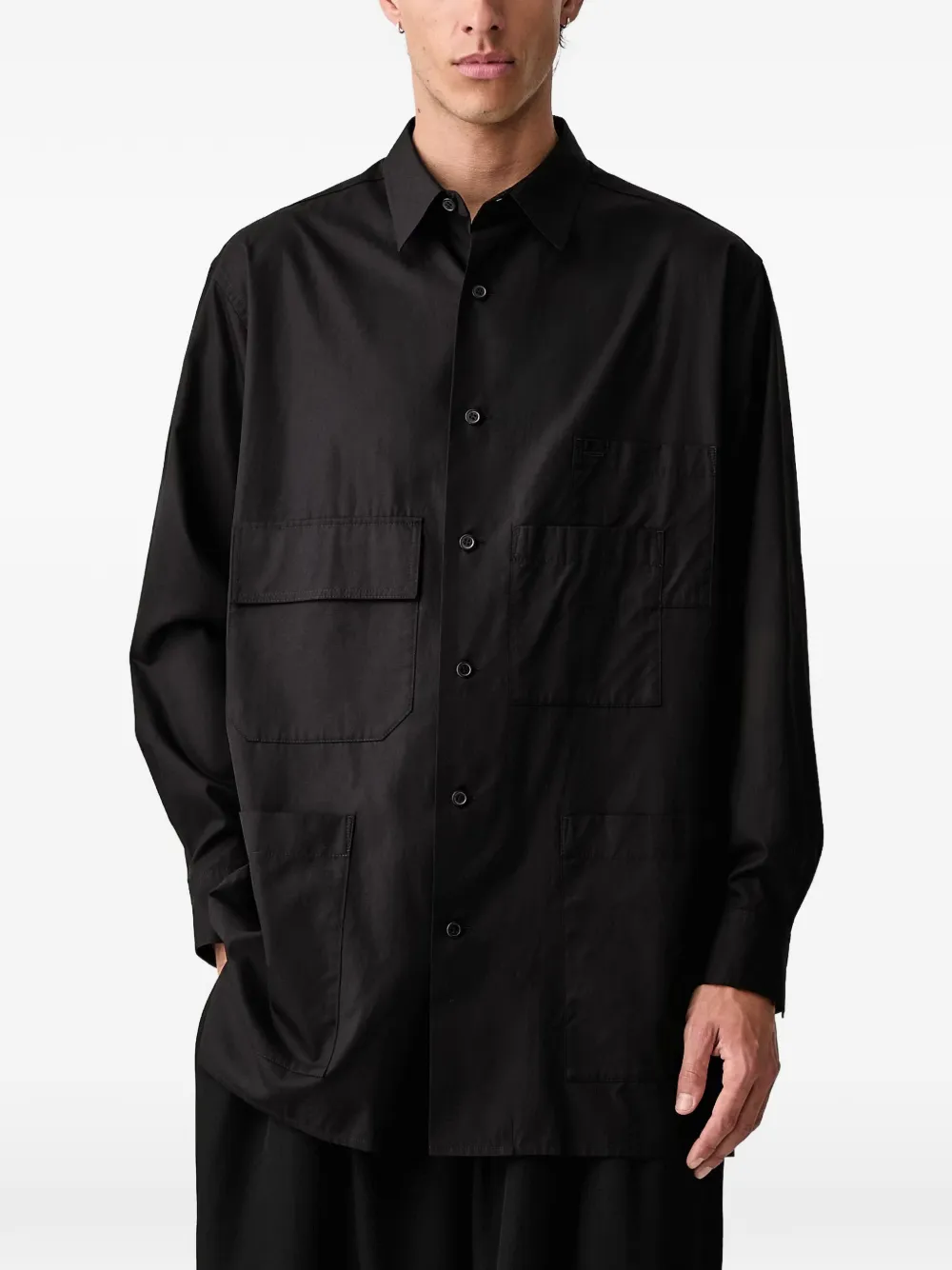 Y'S FOR MEN multi-pocket long-sleeved shirt Zwart