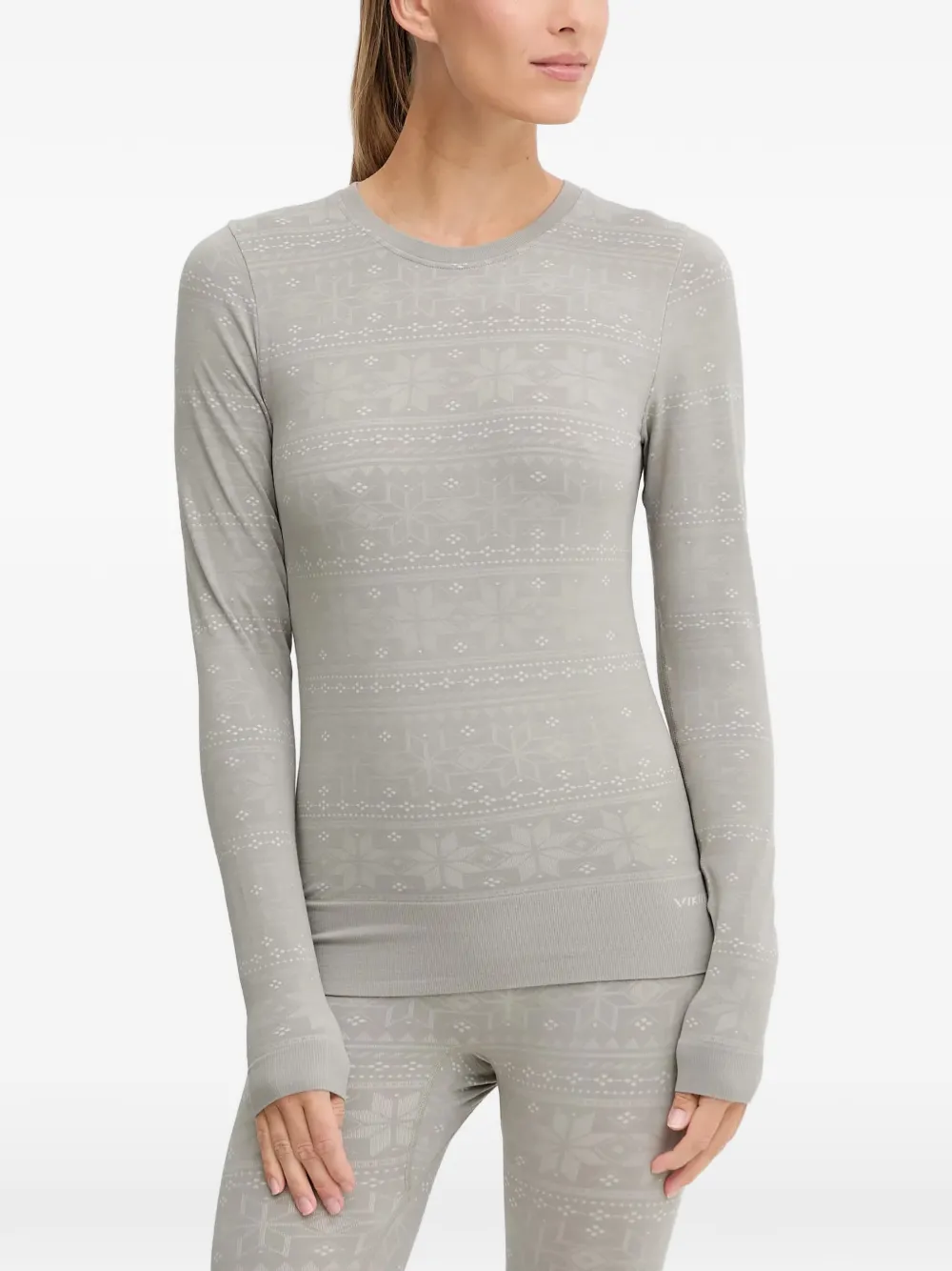 Viking Fair Isle-patterned ski T-shirt and leggings set - Grigio