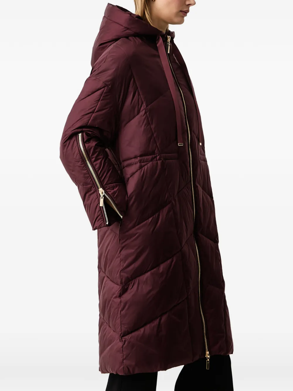 TWINSET quilted hooded jacket Rood
