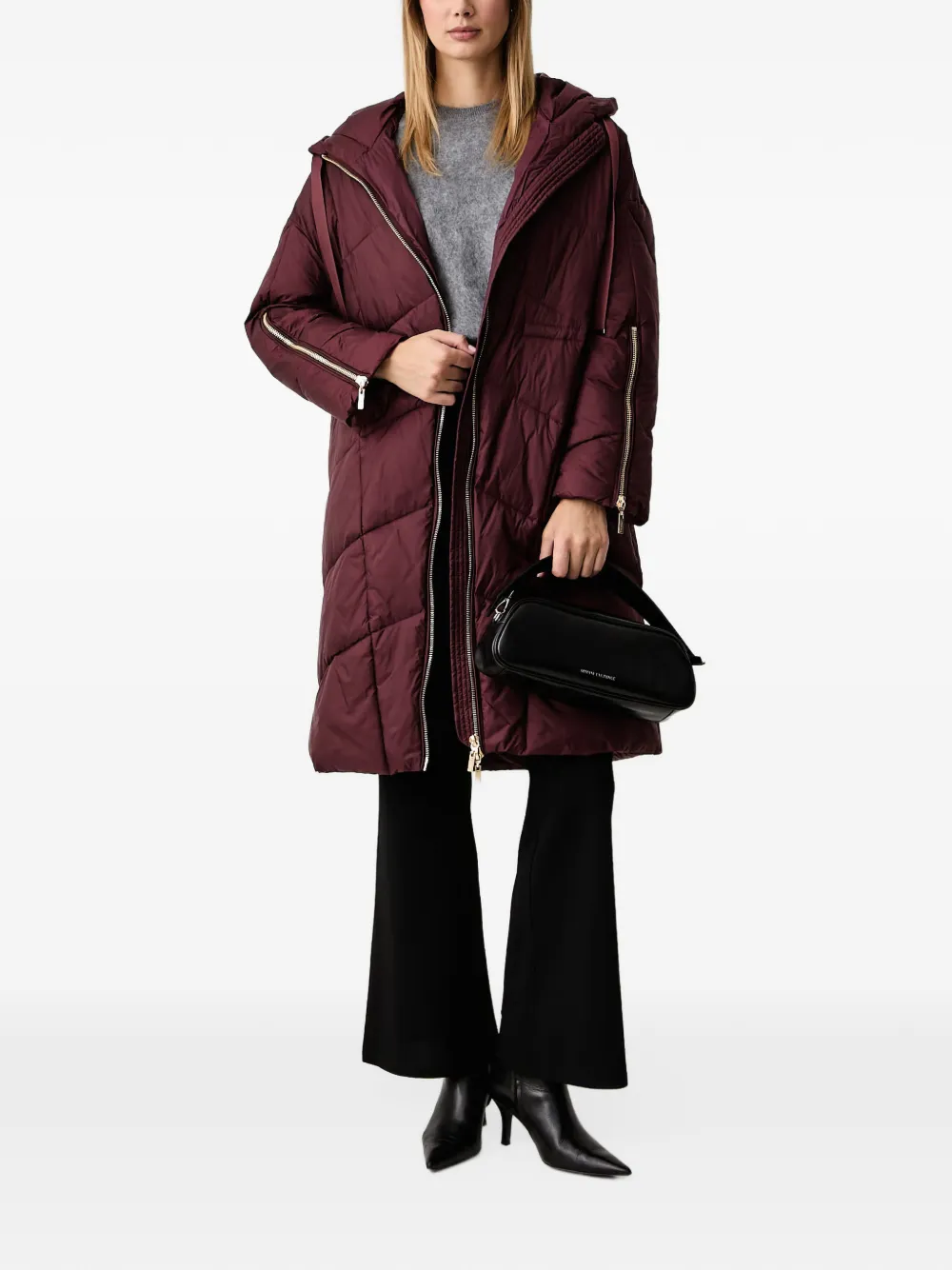 TWINSET quilted hooded jacket Rood