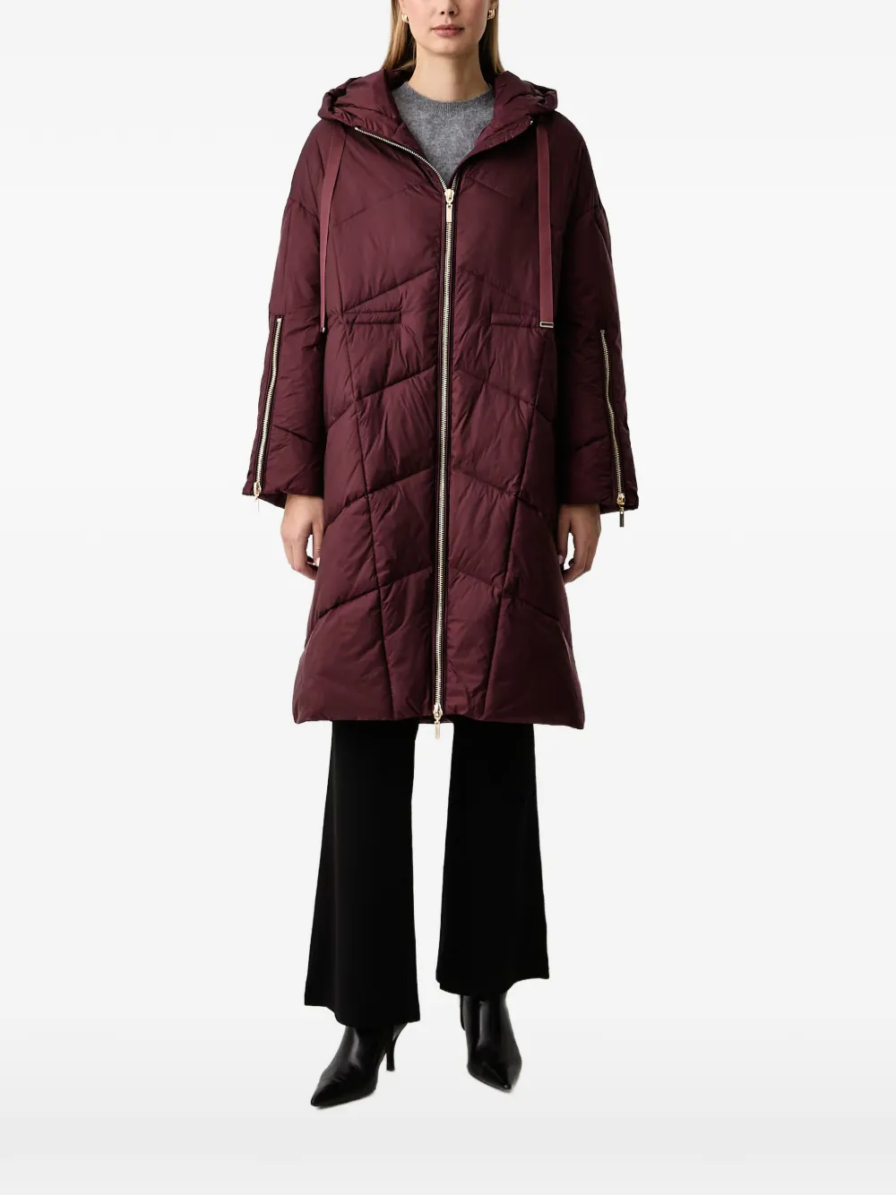 TWINSET quilted hooded jacket Rood