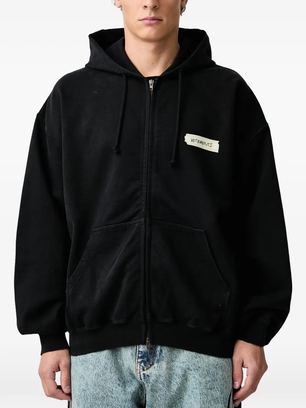 VETEMENTS Scribbled Logo hoodie met rits Zwart