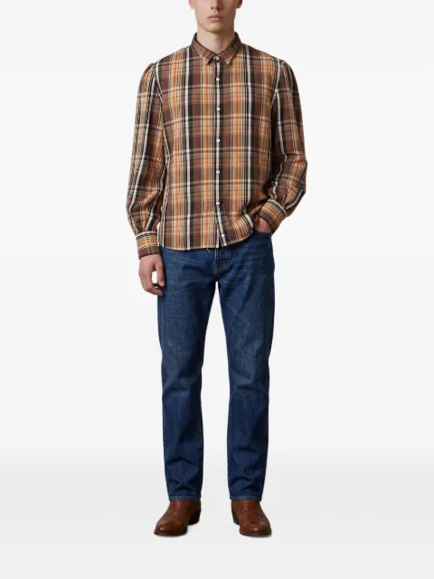 KAPITAL check-print puff-sleeve shirt