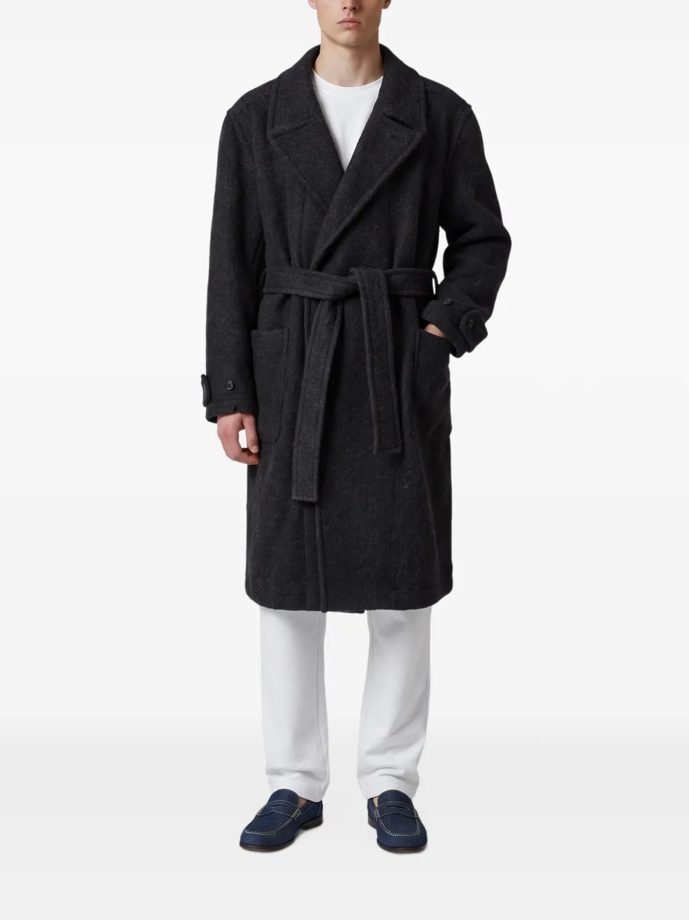 LEMAIRE belted notch-lapel coat - Grey