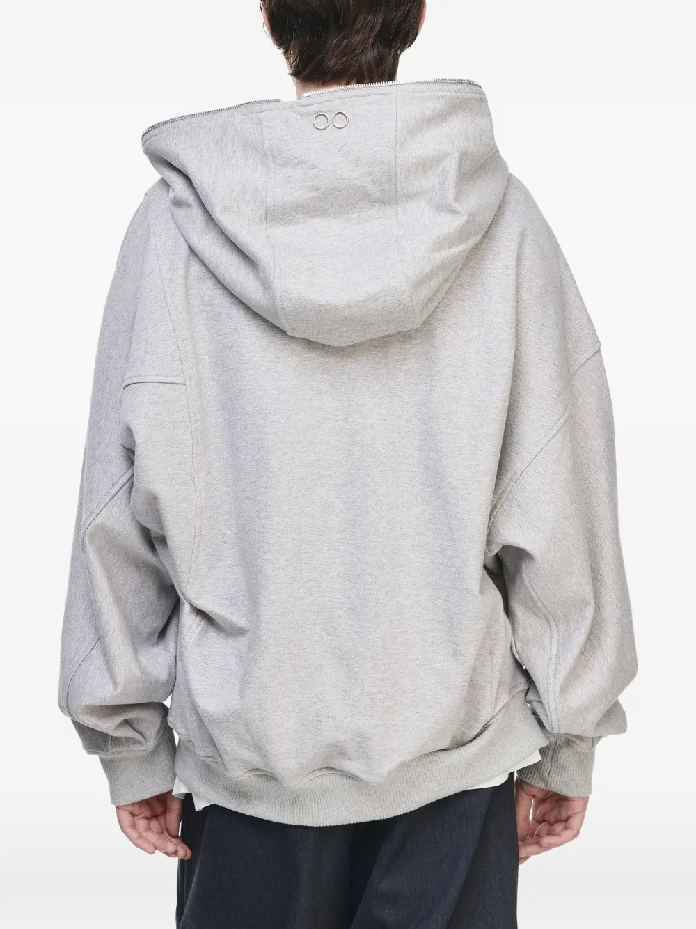 SONGZIO Torque asymmetric-zip cotton hoodie Grijs
