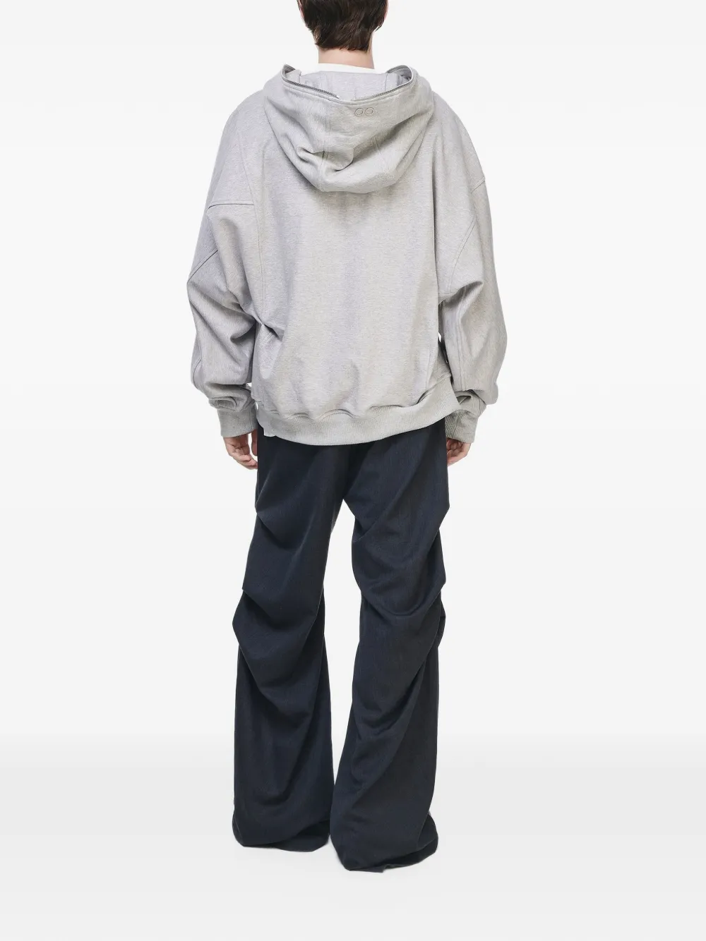 SONGZIO Torque asymmetric-zip cotton hoodie Grijs