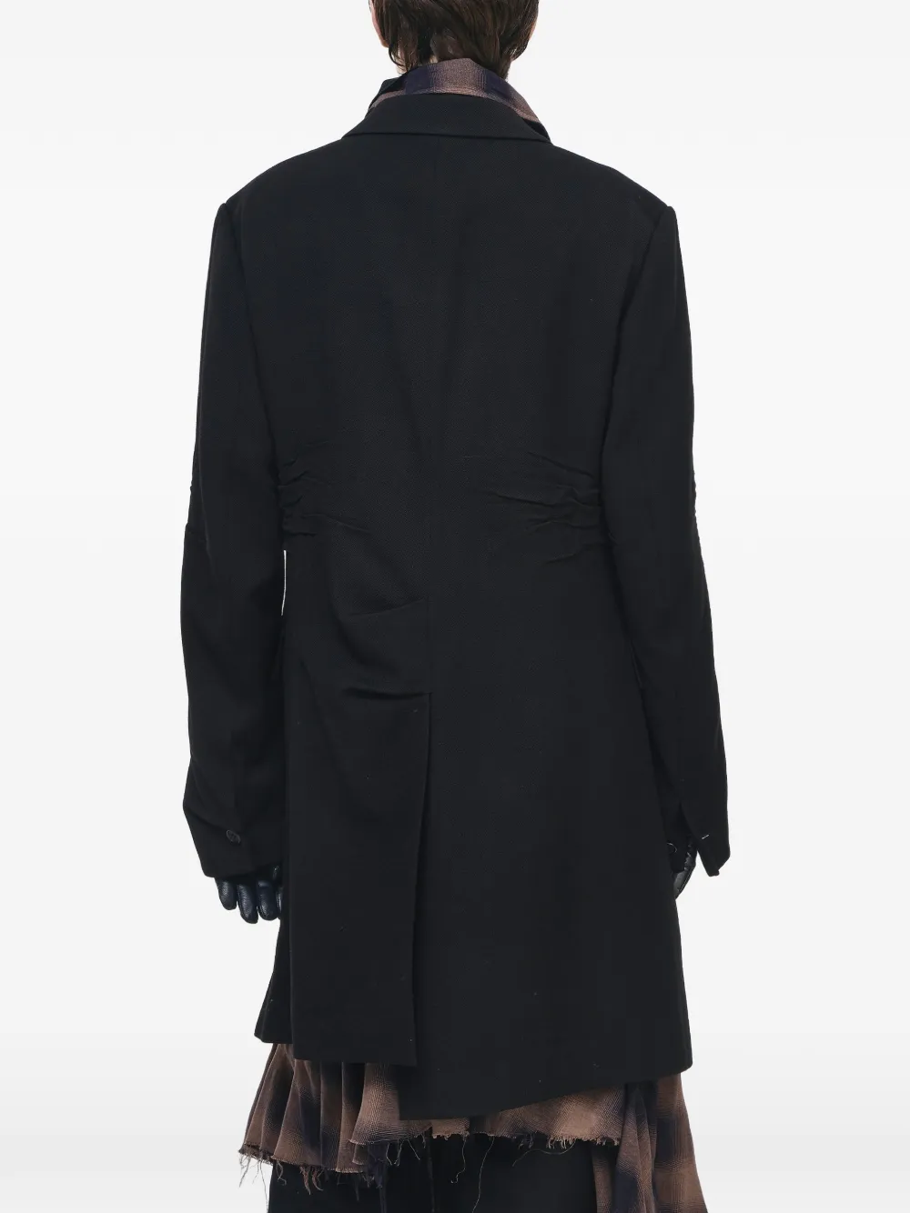 SONGZIO Weld ruched-detail single-breasted coat Zwart