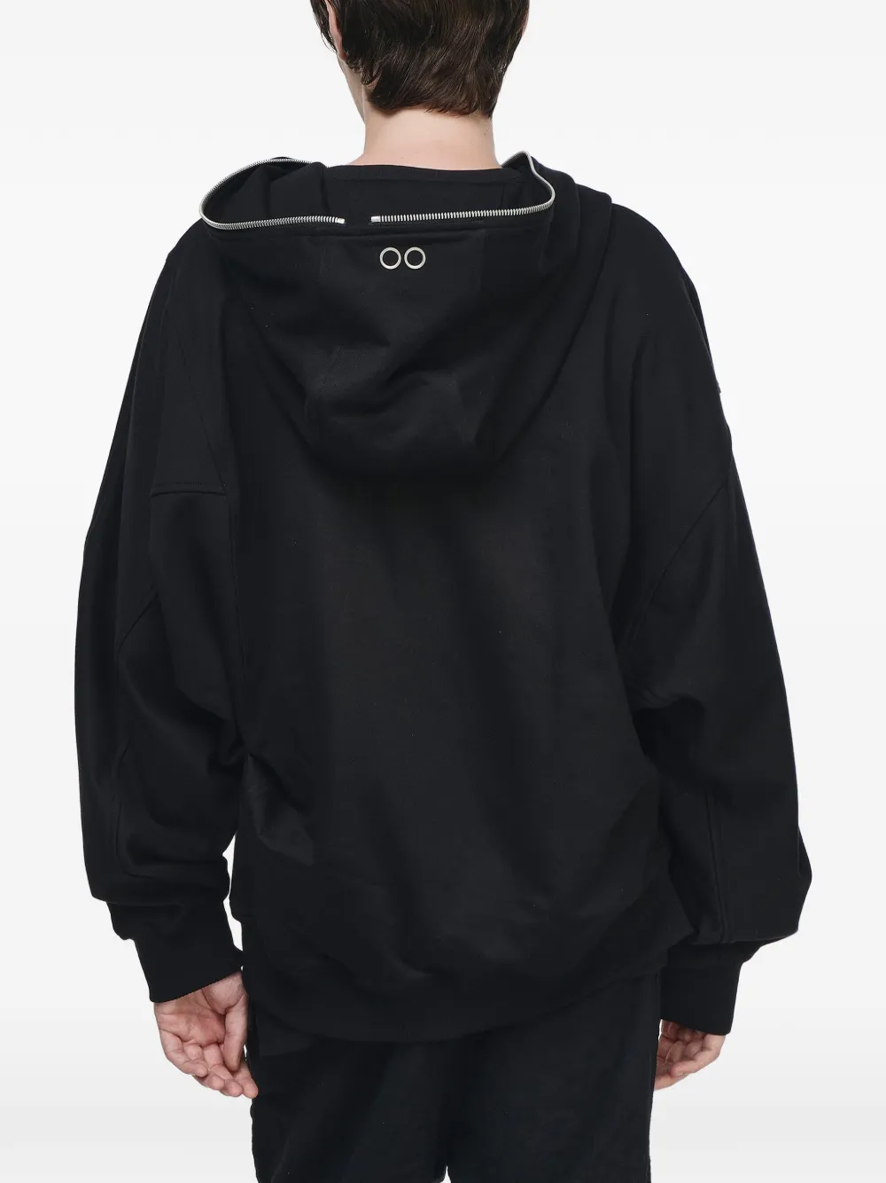 SONGZIO Torque asymmetric-zip hoodie Zwart